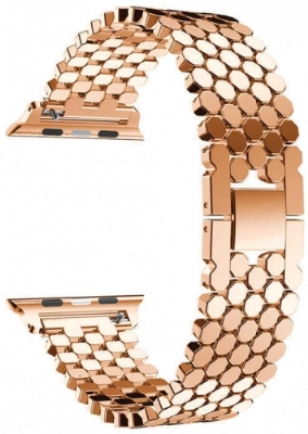 Apple Watch 42mm Kordon KRD-30 Metal Strap Kayış Bal Beteği Dizayn - Rose Gold