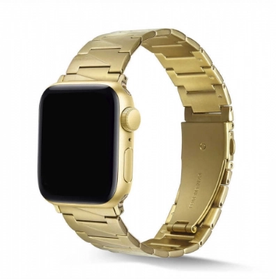 Apple Watch 42mm Kordon KRD-48 Metal Strap Kayış Üçgen Parçalı - Gold