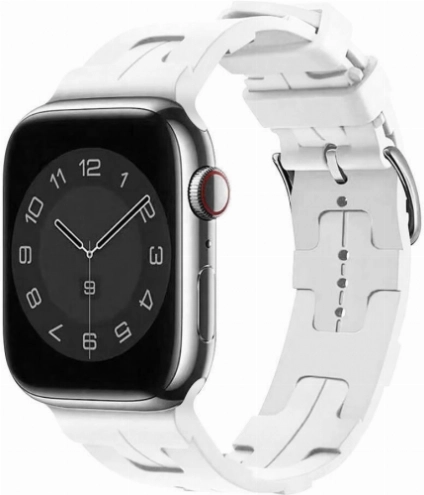 Apple Watch 42mm Kordon Metal Toka Tasarımlı KRD-92 Silikon Kordon - Beyaz