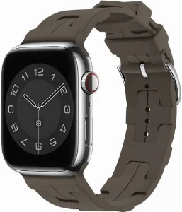 Apple Watch 42mm Kordon Metal Toka Tasarımlı KRD-92 Silikon Kordon - Haki
