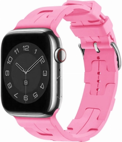 Apple Watch 42mm Kordon Metal Toka Tasarımlı KRD-92 Silikon Kordon - Pembe