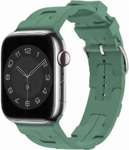Apple Watch 42mm Kordon Metal Toka Tasarımlı KRD-92 Silikon Kordon - Petrol Yeşil