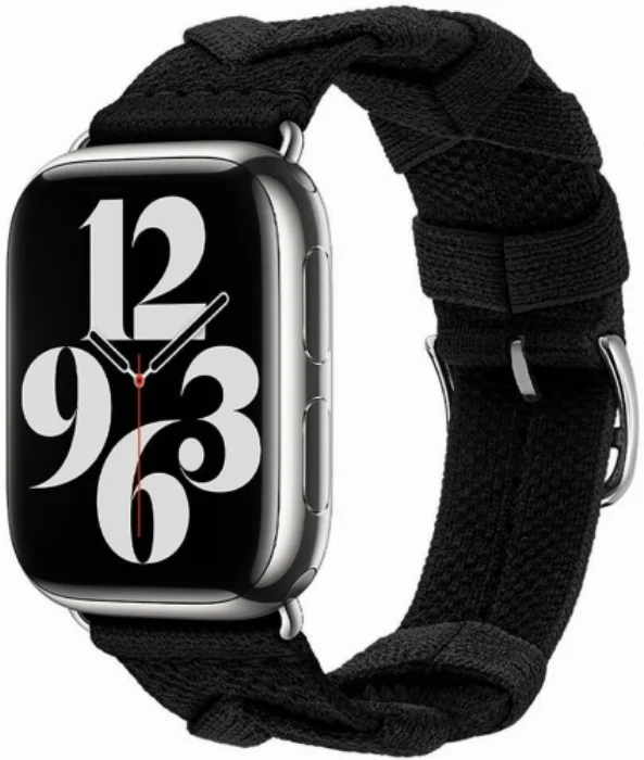 Apple Watch 42mm Kordon Renkli Sarmal Örgü Tasarımlı KRD-97  - Koyu Siyah