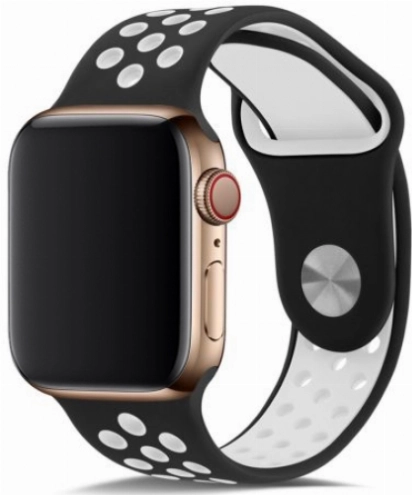 Apple Watch 42mm Kordon Spor Silikon Delikli KRD-02 - Siyah