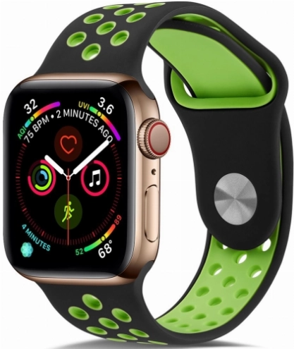 Apple Watch 42mm Kordon Spor Silikon Delikli KRD-02 - Yeşil