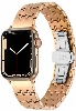 Apple Watch 42mm Kordon Zigzag Tasarımlı Düğme Klipsli Çelik KRD-86 - Rose Gold