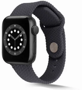 Apple Watch 42mm Silikon Kordon Hasır Örgü Dizayn - Gri