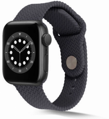 Apple Watch 42mm Silikon Kordon Hasır Örgü Dizayn - Gri