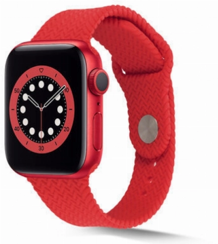 Apple Watch 42mm Silikon Kordon Hasır Örgü Dizayn - Kırmızı