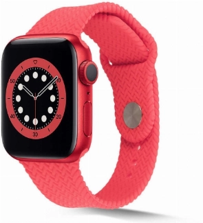 Apple Watch 42mm Silikon Kordon Hasır Örgü Dizayn KRD-37 - Pembe