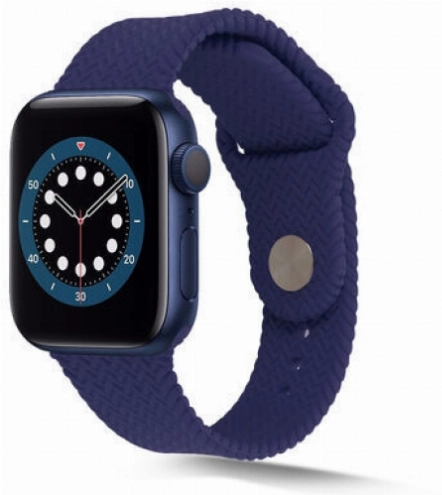 Apple Watch 42mm Silikon Kordon Hasır Örgü Dizayn - Lacivert