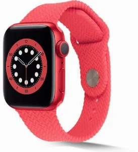 Apple Watch 42mm Silikon Kordon Hasır Örgü Dizayn - Pembe