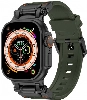 Apple Watch 42mm Silikon Kordon Titanyum Metal Başlıklı KRD-101  - Siyah-Yeşil