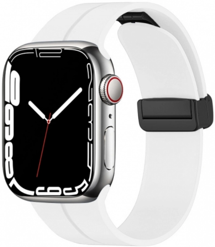 Apple Watch 42mm Silikon Kordon Zore KRD-84 Soft Pürüzsüz Metal Toka - Beyaz