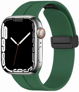 Apple Watch 42mm Silikon Kordon Zore KRD-84 Soft Pürüzsüz Metal Toka - Koyu Yeşil