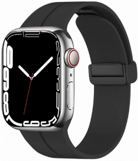 Apple Watch 42mm Silikon Kordon Zore KRD-84 Soft Pürüzsüz Metal Toka - Siyah