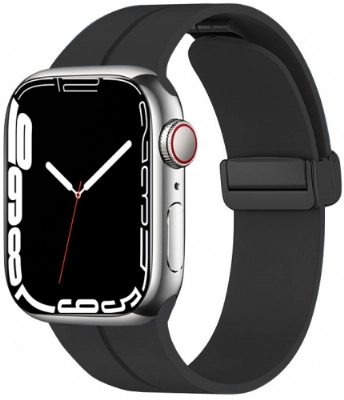 Apple Watch 42mm Silikon Kordon Zore KRD-84 Soft Pürüzsüz Metal Toka - Siyah