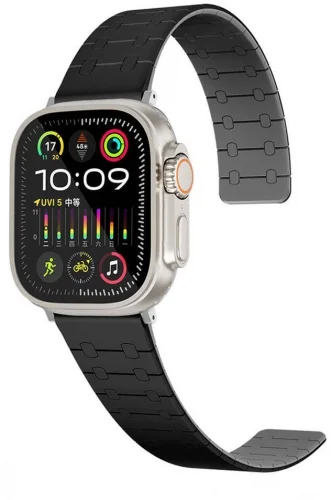Apple Watch 44mm Kordon Çizgili Desenli Silikon KRD-111 Kordon - Kahve