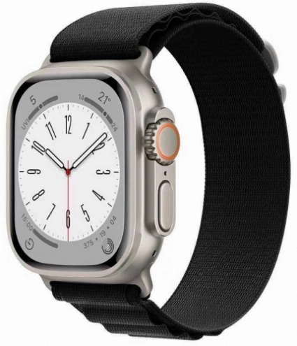 Apple Watch 44mm Kordon Hasır Metal Toka Dizaynlı KRD-74 - Siyah