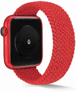 Apple Watch 44mm Kordon Hasır Örgü KRD-38 - Kırmızı