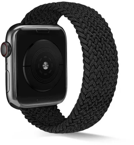 Apple Watch 44mm Kordon Hasır Örgü KRD-38 - Siyah