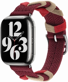 Apple Watch 44mm Kordon Renkli Sarmal Örgü Tasarımlı KRD-97  - Kırmızı