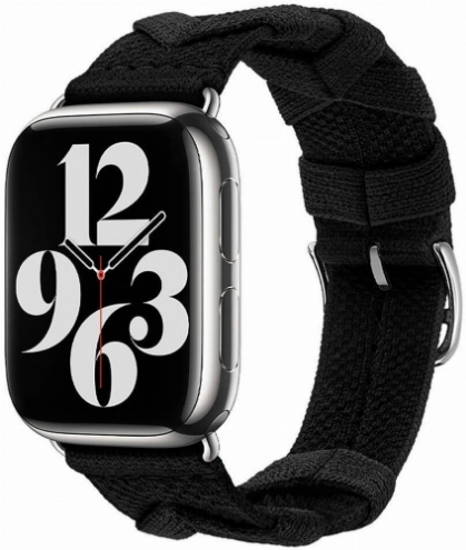 Apple Watch 44mm Kordon Renkli Sarmal Örgü Tasarımlı KRD-97  - Koyu Siyah