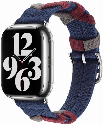 Apple Watch 44mm Kordon Renkli Sarmal Örgü Tasarımlı KRD-97  - Lacivert