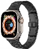 Apple Watch 44mm Kordon Şerit Tasarımlı Otomatik Klipsli Çelik KRD-83 - Gümüş