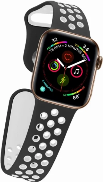 Apple Watch 44mm Kordon Spor Silikon Delikli KRD-02 - Siyah