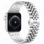 Apple Watch 44mm Metal Parlak Kordon Klipsli KRD-36 - Gümüş