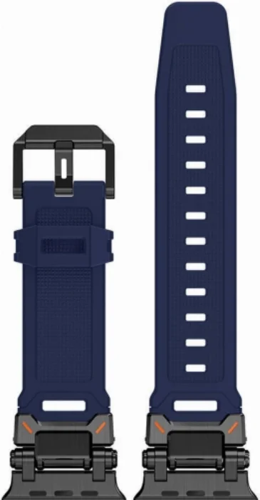 Apple Watch 44mm Silikon Kordon Titanyum Metal Başlıklı KRD-101  - Siyah-Starlight