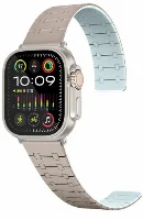 Apple Watch 45mm Kordon Çizgili Desenli Silikon KRD-111 Kordon - Haki