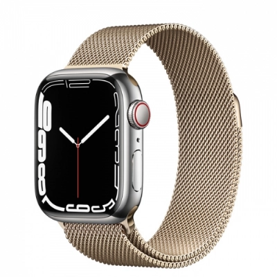 Apple Watch 41mm Metal Kordon Tel Örgü İşlemeli Mıknatıslı KRD-01  - Gold