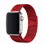 Apple Watch 41mm Metal Kordon Tel Örgü İşlemeli Mıknatıslı KRD-01  - Kırmızı