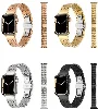 Apple Watch 7 41mm Kordon Zigzag Tasarımlı Düğme Klipsli Çelik KRD-86 - Gold