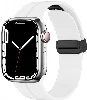 Apple Watch 7 41mm Silikon Kordon Zore KRD-84 Soft Pürüzsüz Metal Toka - Beyaz