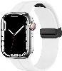 Apple Watch 7 41mm Silikon Kordon Zore KRD-84 Soft Pürüzsüz Metal Toka - Beyaz