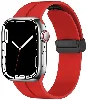 Apple Watch 7 41mm Silikon Kordon Zore KRD-84 Soft Pürüzsüz Metal Toka - Kırmızı