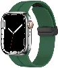 Apple Watch 7 41mm Silikon Kordon Zore KRD-84 Soft Pürüzsüz Metal Toka - Koyu Yeşil