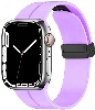 Apple Watch 7 41mm Silikon Kordon Zore KRD-84 Soft Pürüzsüz Metal Toka - Lila