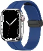 Apple Watch 7 41mm Silikon Kordon Zore KRD-84 Soft Pürüzsüz Metal Toka - Mavi