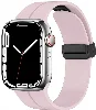 Apple Watch 7 41mm Silikon Kordon Zore KRD-84 Soft Pürüzsüz Metal Toka - Pembe