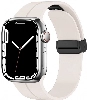 Apple Watch 7 41mm Silikon Kordon Zore KRD-84 Soft Pürüzsüz Metal Toka - Pudra