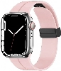 Apple Watch 7 41mm Silikon Kordon Zore KRD-84 Soft Pürüzsüz Metal Toka - Rose Gold