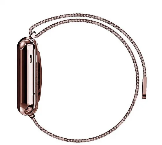 Apple Watch 45mm Metal Kordon Tel Örgü İşlemeli Mıknatıslı KRD-01  - Gümüş