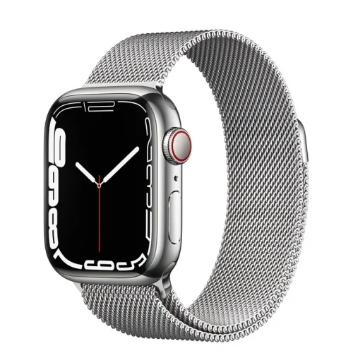 Apple Watch 45mm Metal Kordon Tel Örgü İşlemeli Mıknatıslı KRD-01  - Gümüş