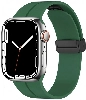 Apple Watch 7 45mm Silikon Kordon Zore KRD-84 Soft Pürüzsüz Metal Toka - Koyu Yeşil