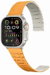 Apple Watch Ultra 49mm Kordon Çizgili Desenli Silikon KRD-111 Kordon - Turuncu