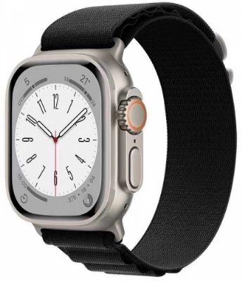 Apple Watch Ultra 49mm Kordon Hasır Metal Toka Dizaynlı KRD-74 - Siyah